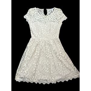 LC LAUREN CONRAD Women's Ivory Lace Sleeveless Party Wedding Cocktail Dress Sz 4